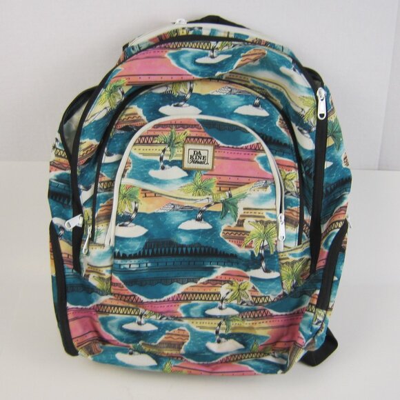 DaKine Hawaii Palm Trees Blue Multi Color Backpack - GUC - Picture 1 of 11